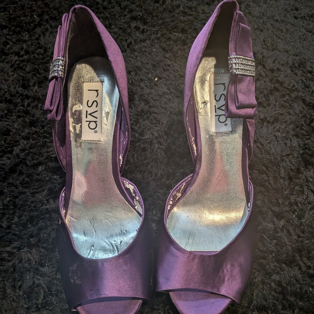 RSVP Deep Purple Heels with Bow Accent